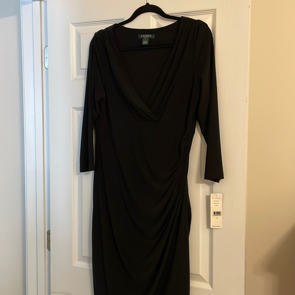 Ralph Lauren Black Dress 3/4 sleeve Size 14 with Tags